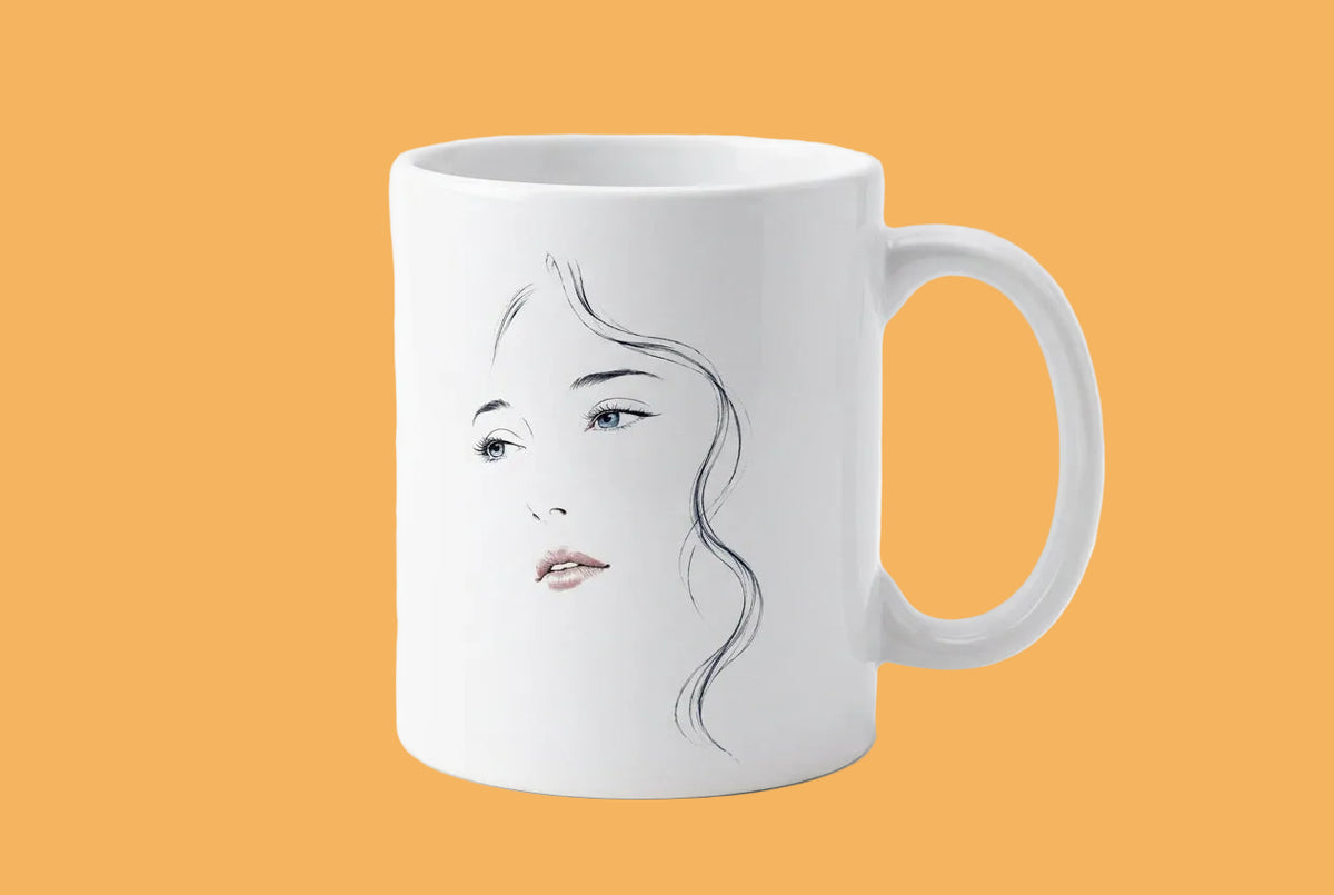 Minimalist Face Portrait Mug | Line Art Ceramic Coffee Cup, 11 oz