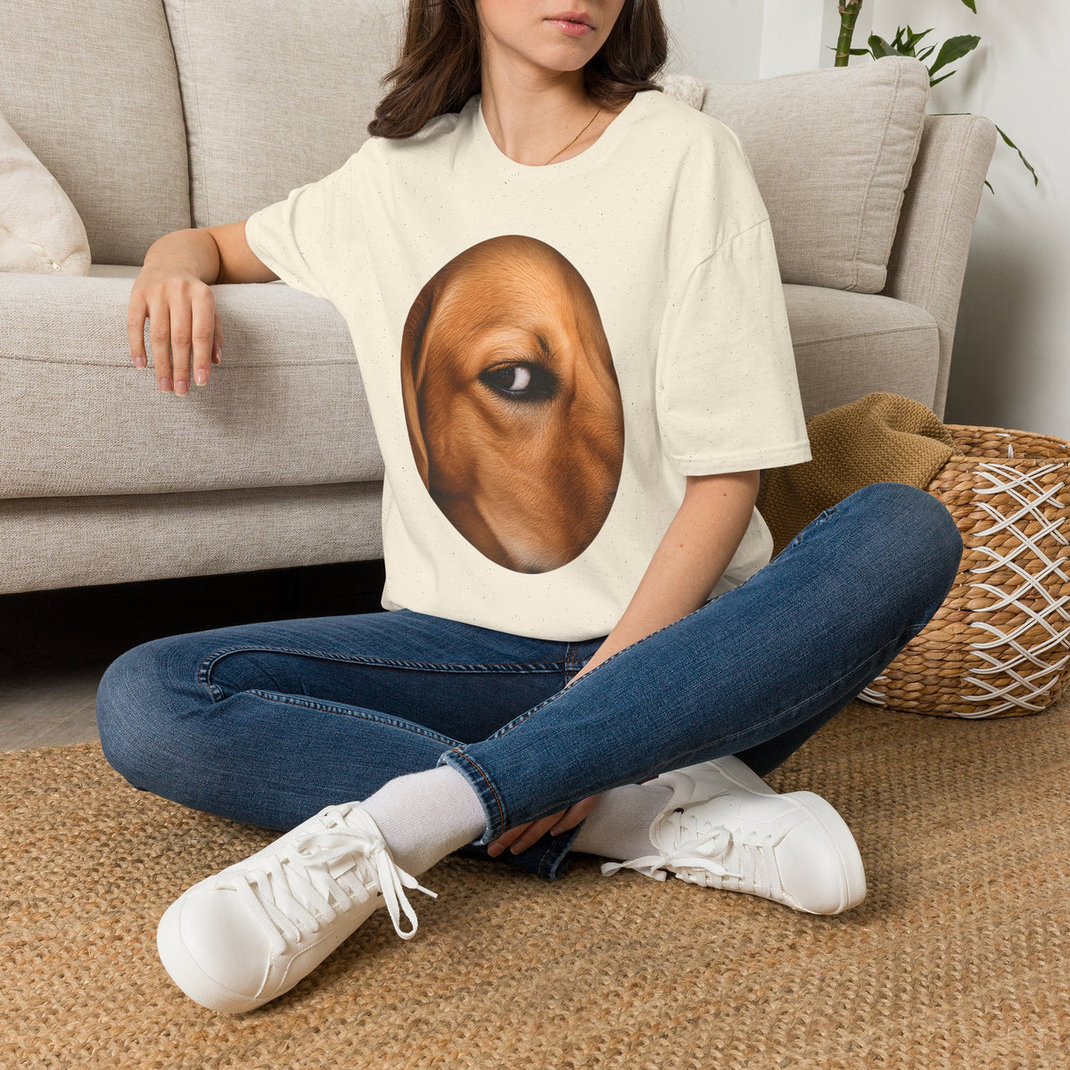 Half-Face Dog Portrait T-Shirt | Brown Dog Graphic Tee