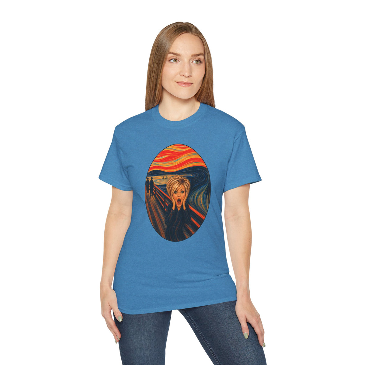 Scream Parody Portrait T-shirt | Edvard Munch Inspired Oval Print