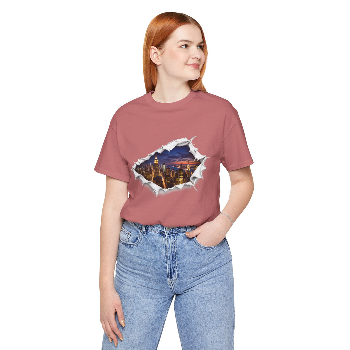 City Skyline T-Shirt | Torn Paper Urban Graphic Tee