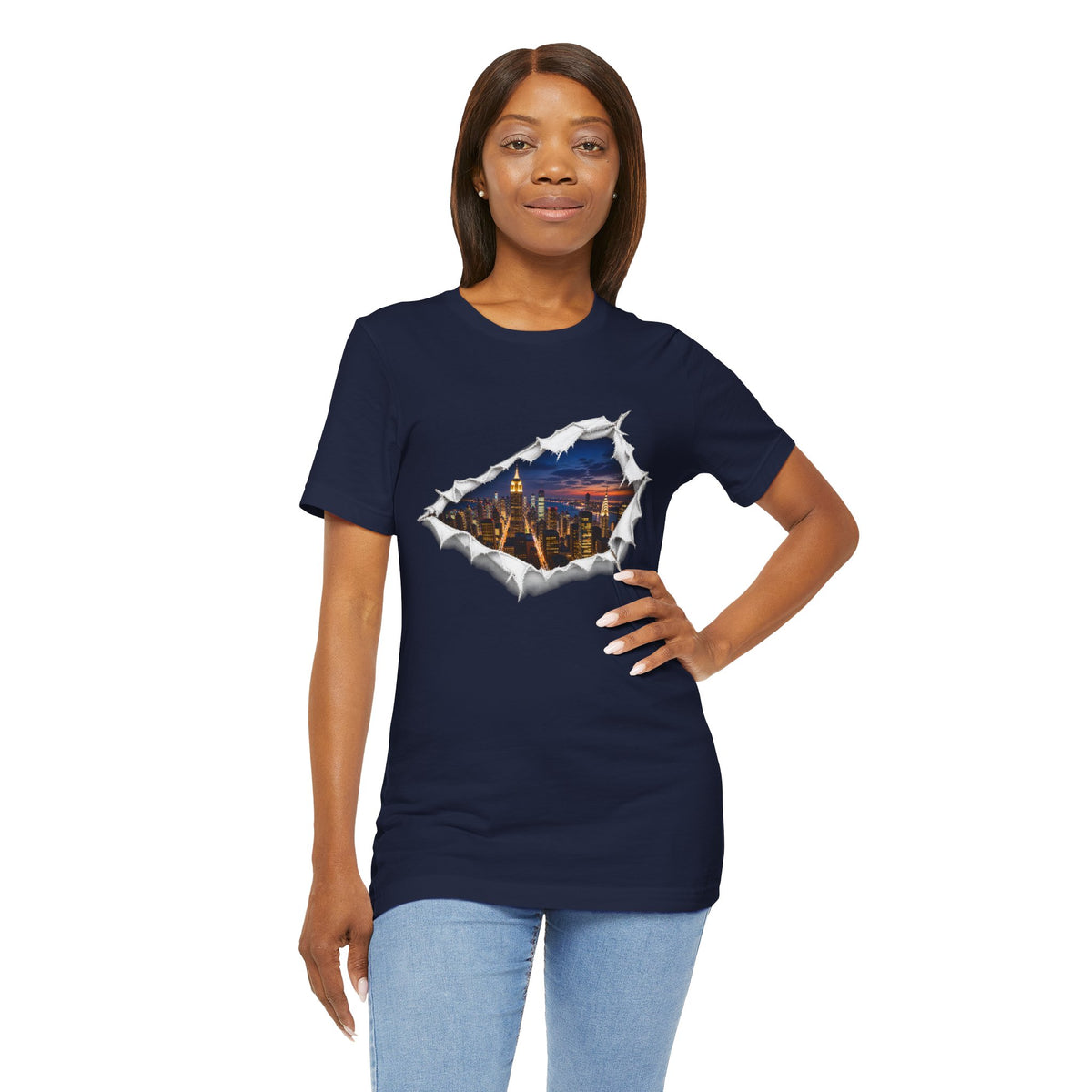 City Skyline T-Shirt | Torn Paper Urban Graphic Tee