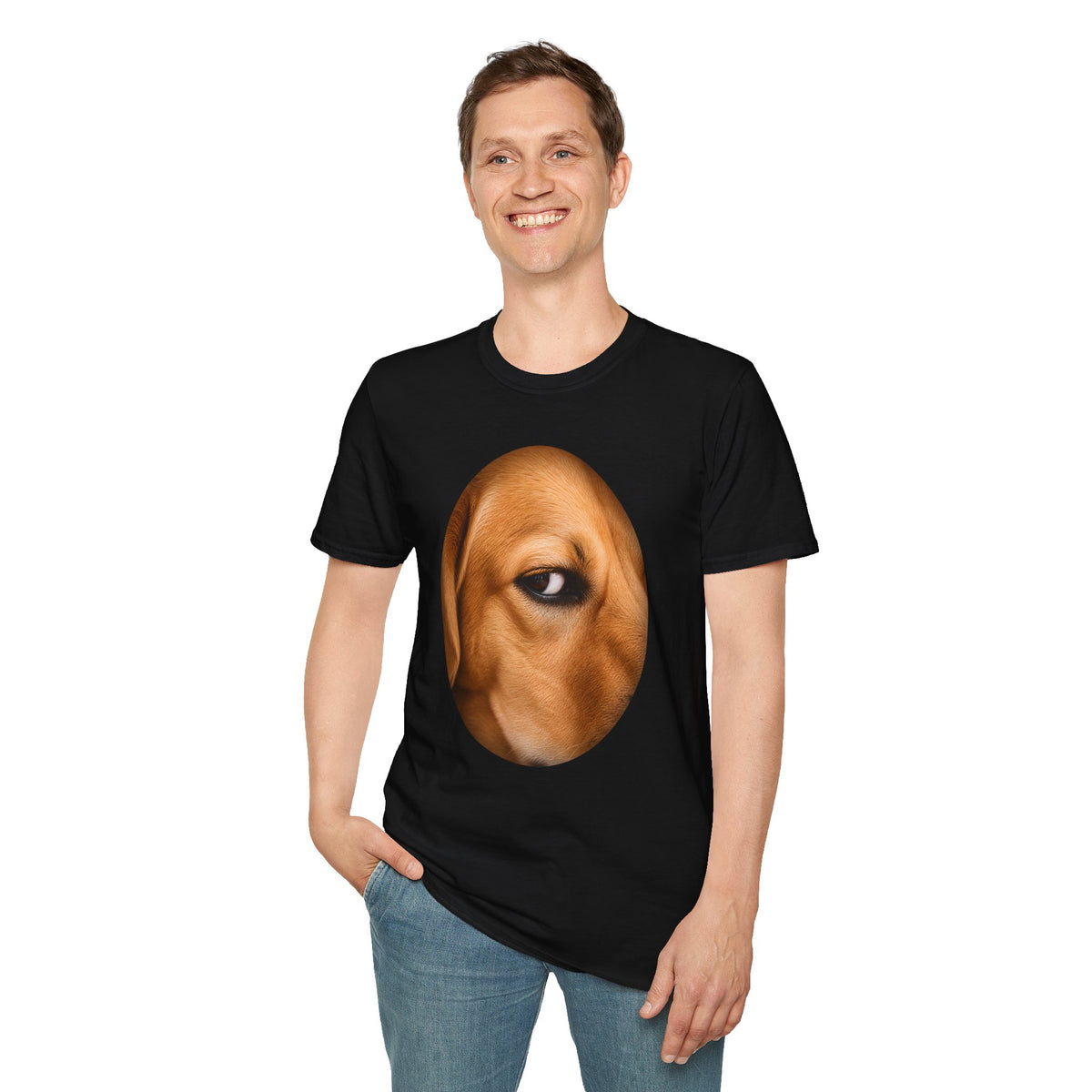 Half-Face Dog Portrait T-Shirt | Brown Dog Graphic Tee