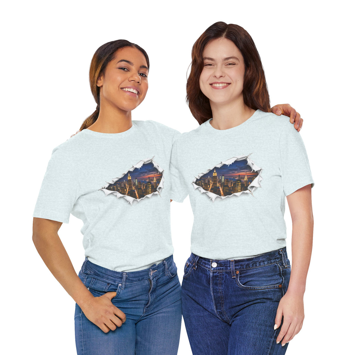 City Skyline T-Shirt | Torn Paper Urban Graphic Tee