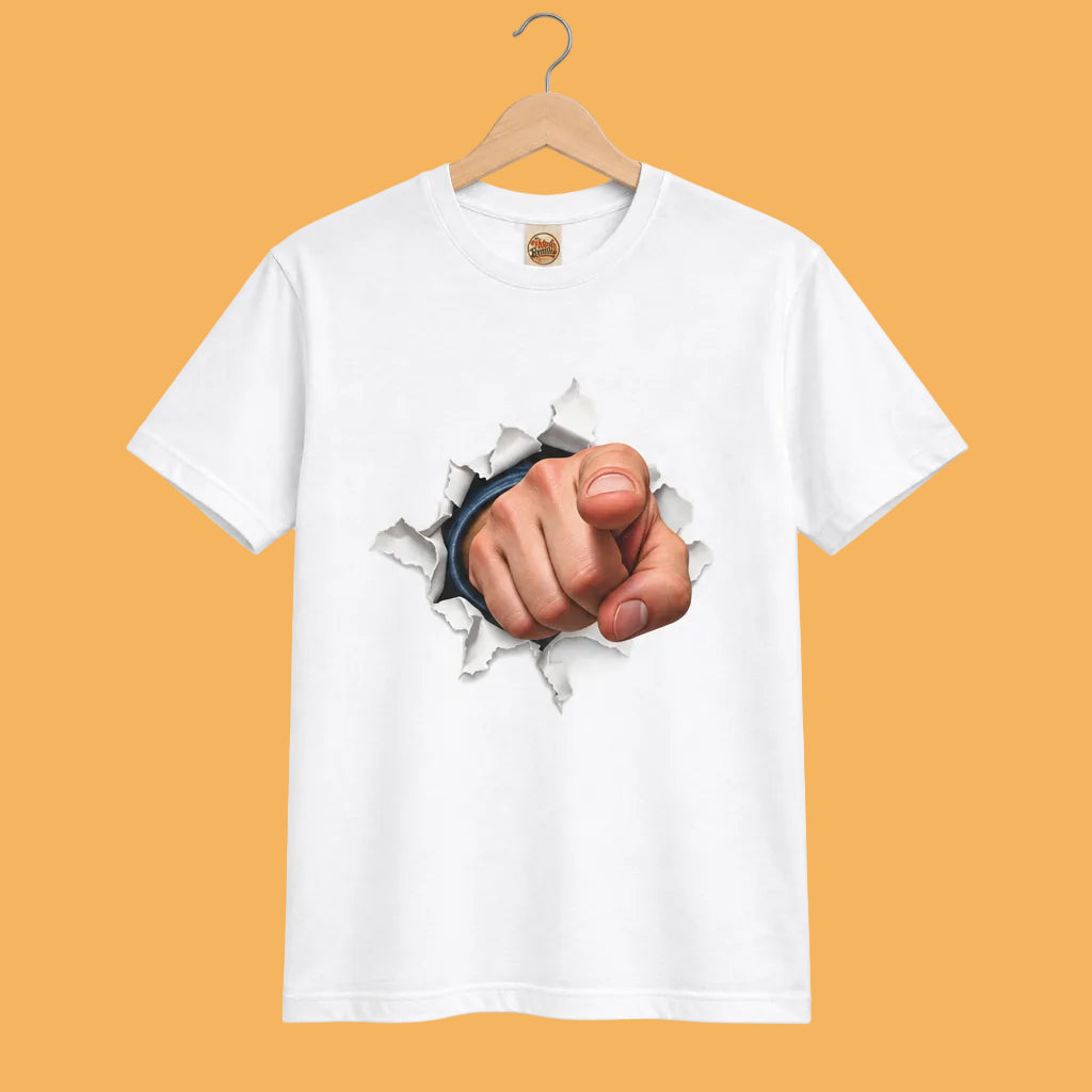 Pointing Finger T-Shirt | Torn Paper Graphic Tee