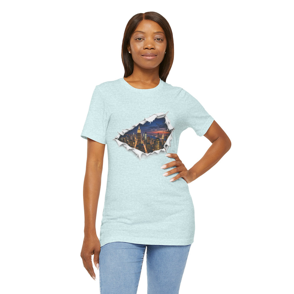 City Skyline T-Shirt | Torn Paper Urban Graphic Tee