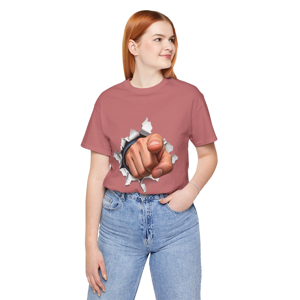 Pointing Finger T-Shirt | Torn Paper Graphic Tee