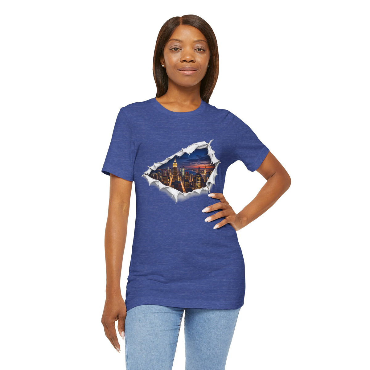 City Skyline T-Shirt | Torn Paper Urban Graphic Tee