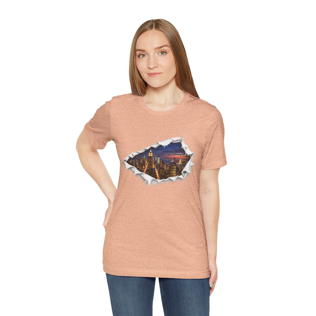 City Skyline T-Shirt | Torn Paper Urban Graphic Tee