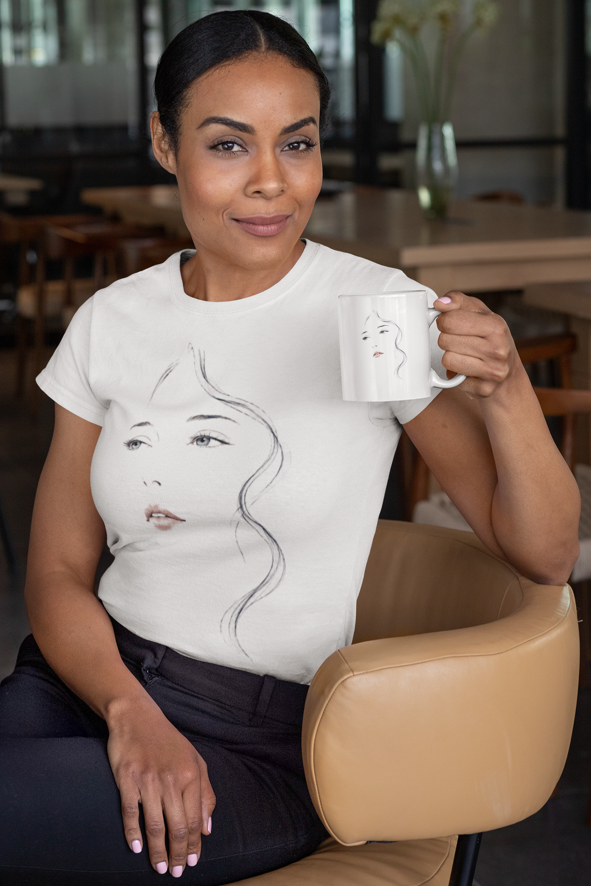 Minimalist Face Portrait T-Shirt | Line Art Graphic Tee