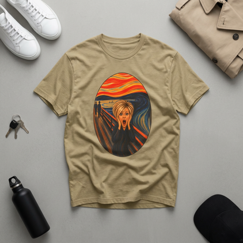 Scream Parody Portrait T-shirt | Edvard Munch Inspired Oval Print