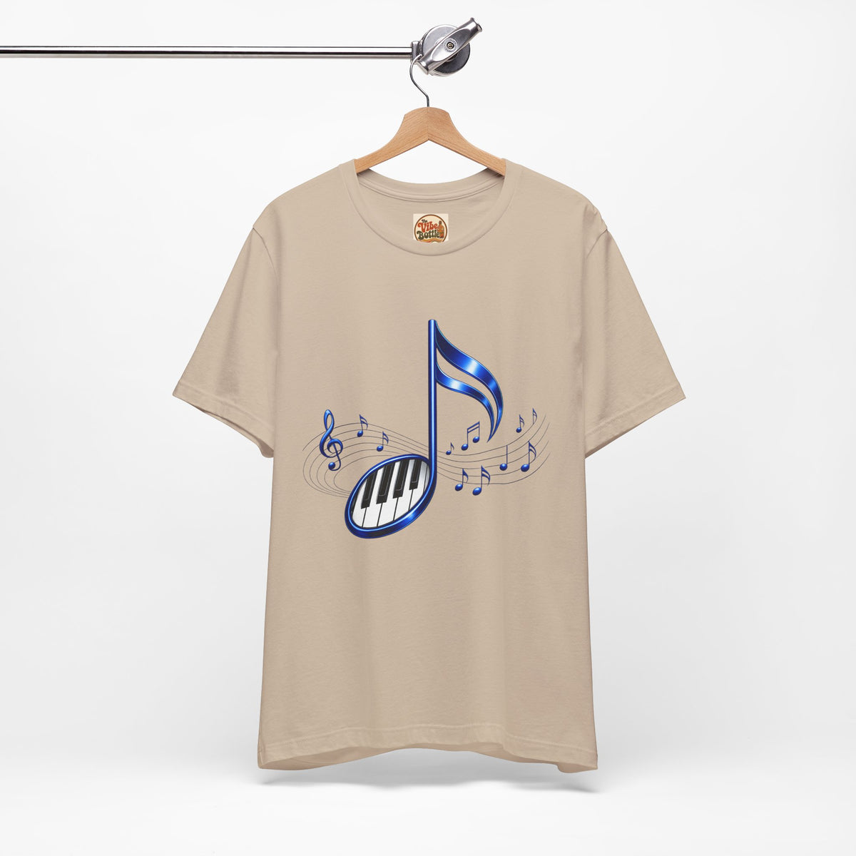 Blue Musical Note & Piano Keys T-Shirt | Music Graphic Tee