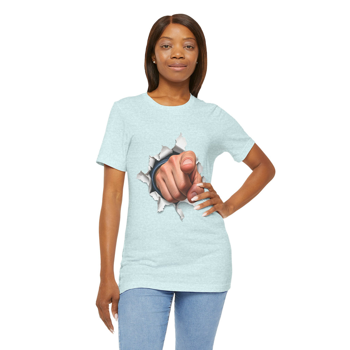 Pointing Finger T-Shirt | Torn Paper Graphic Tee