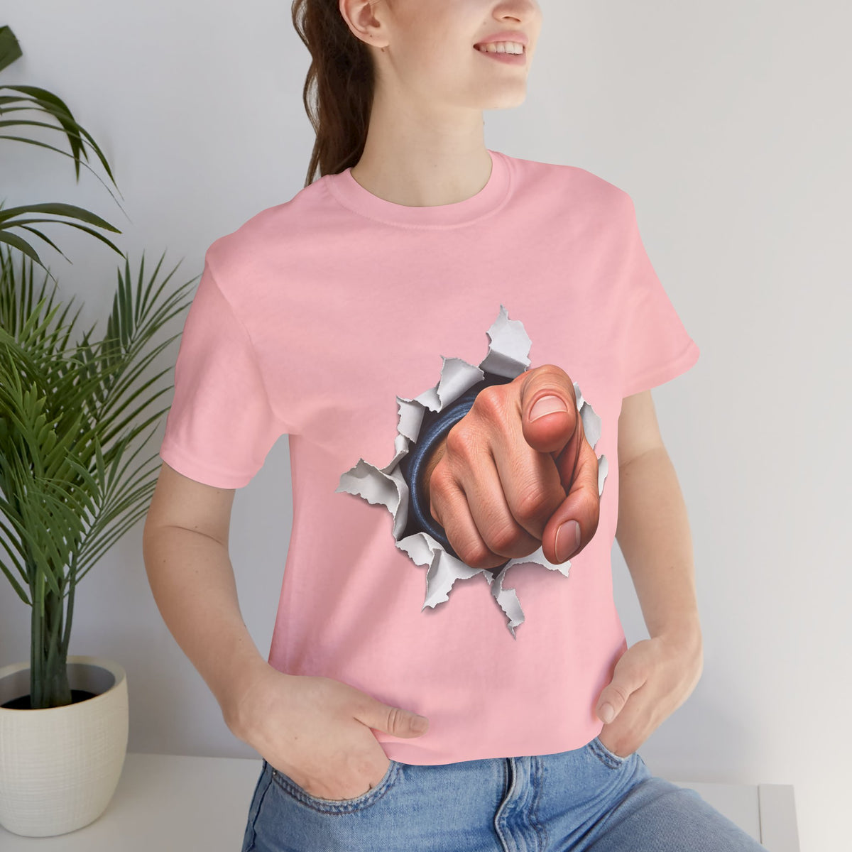 Pointing Finger T-Shirt | Torn Paper Graphic Tee