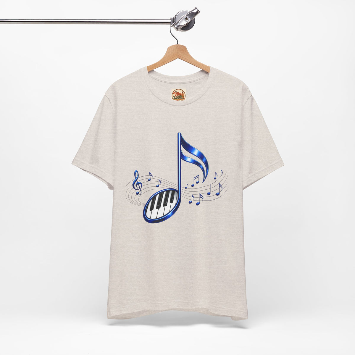 Blue Musical Note & Piano Keys T-Shirt | Music Graphic Tee