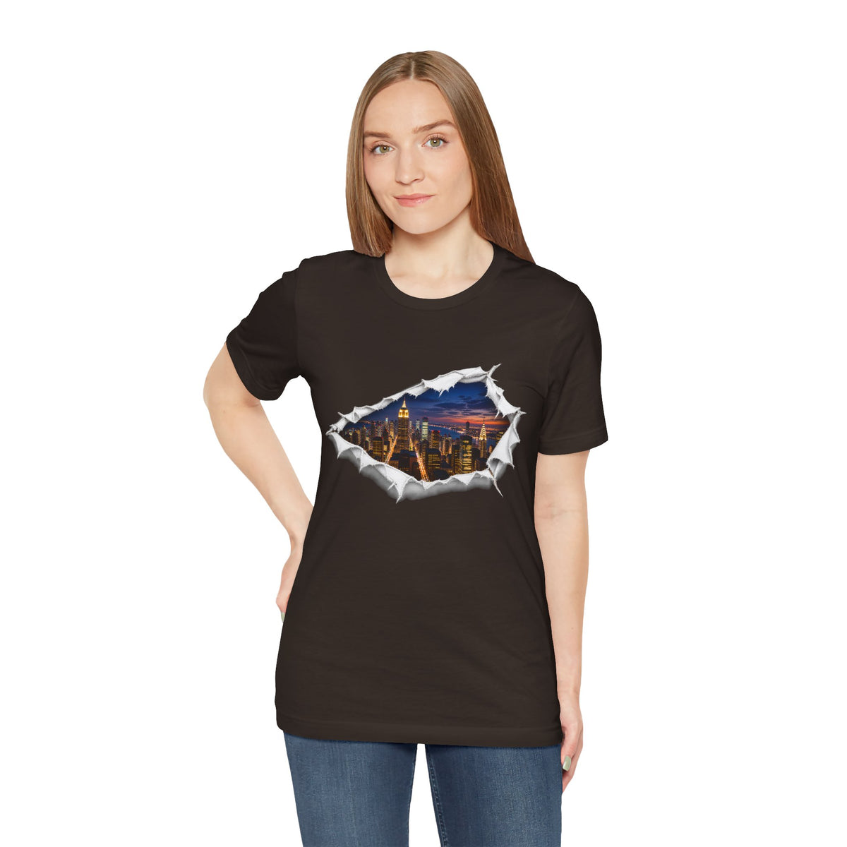 City Skyline T-Shirt | Torn Paper Urban Graphic Tee