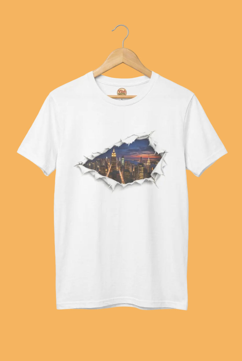 City Skyline T-Shirt | Torn Paper Urban Graphic Tee