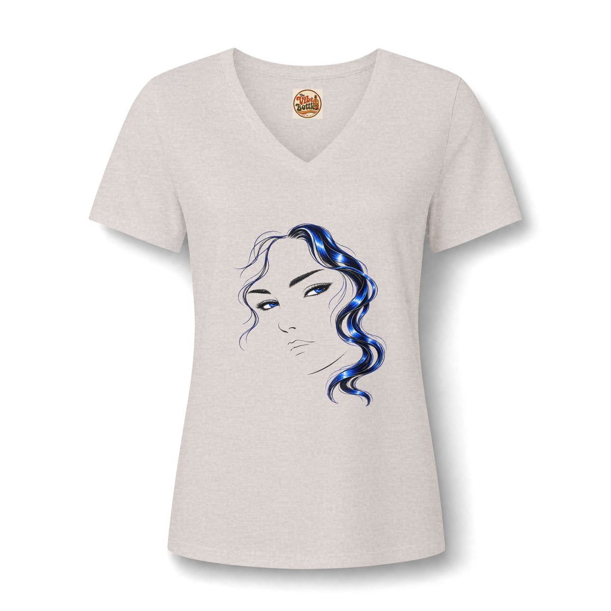 Minimalist Blue Hair Portrait | Women’s V-Neck T-Shirt