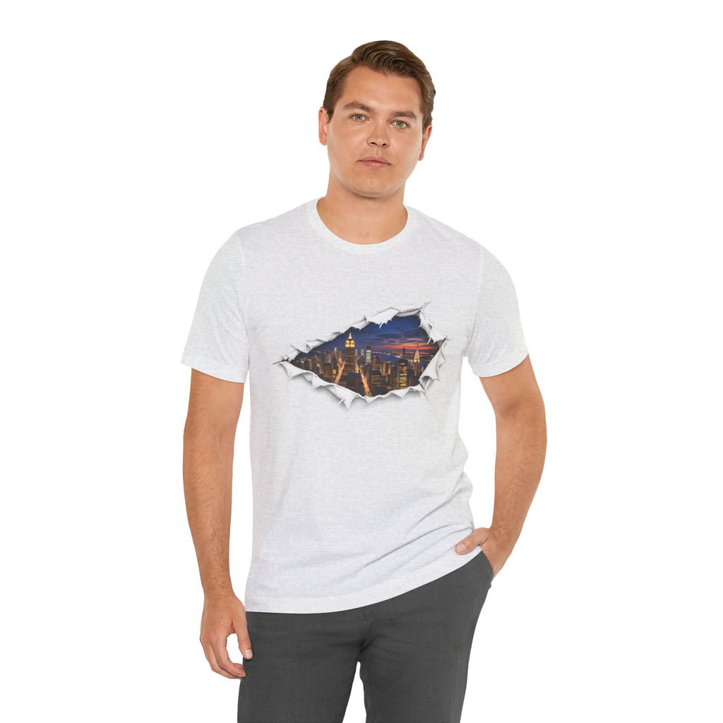 City Skyline T-Shirt | Torn Paper Urban Graphic Tee