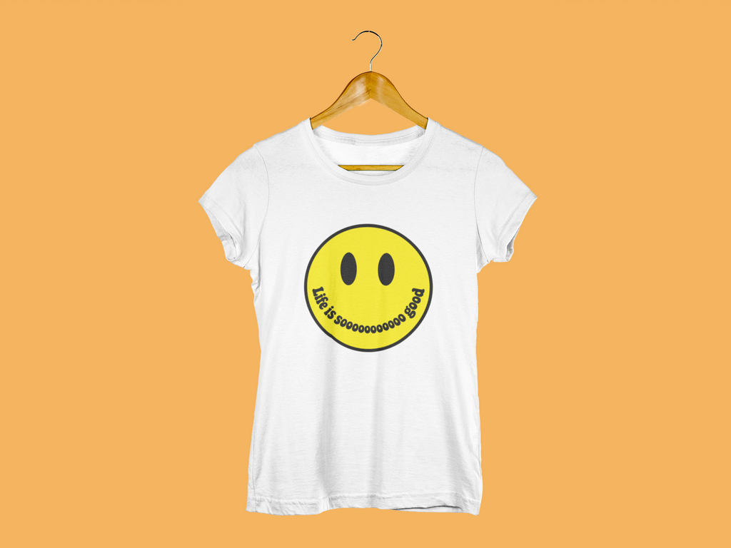 Life Is Sooooo Good Smiley Face T-Shirt | Retro Happy Tee