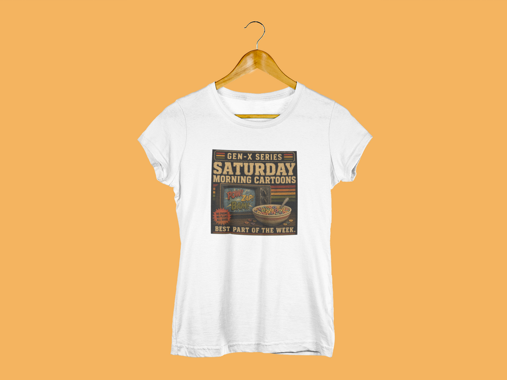 Gen X Saturday Morning Cartoons T-Shirt, Retro 80s Nostalgia Graphic Tee, Vintage Cartoon Lover Gift, Unisex Heavyweight Cotton Shirt