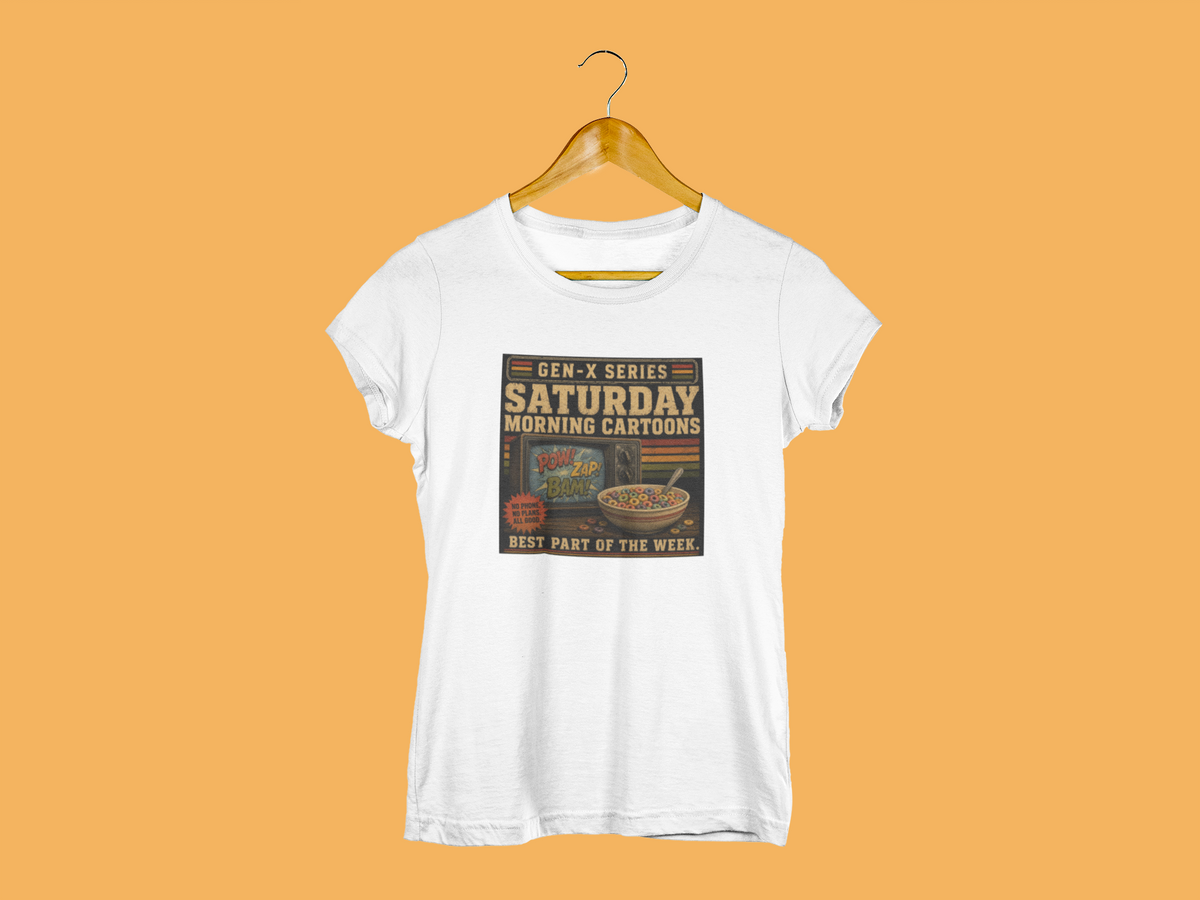 Gen X Saturday Morning Cartoons T-Shirt, Retro 80s Nostalgia Graphic Tee, Vintage Cartoon Lover Gift, Unisex Heavyweight Cotton Shirt